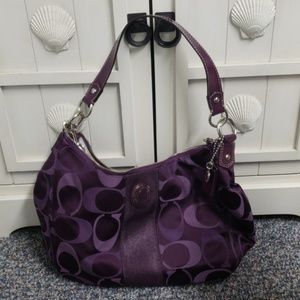 Authentic Coach bag long/short straps plum color